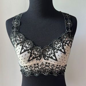 Free People Black Nude Lace Bralette